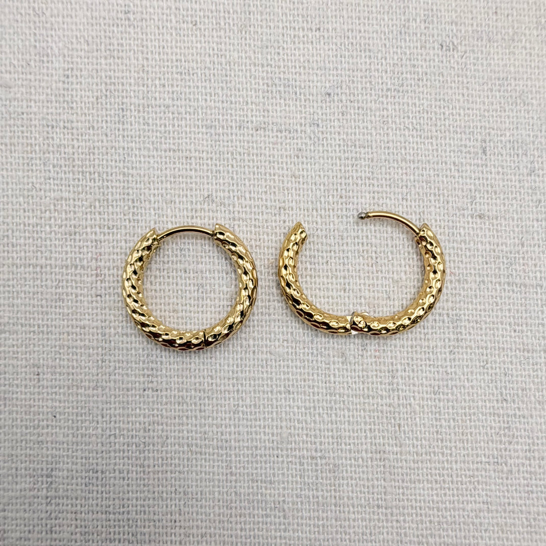 Everyday Dimple Huggies – Hoop Earrings – Little Nell Jewellery
