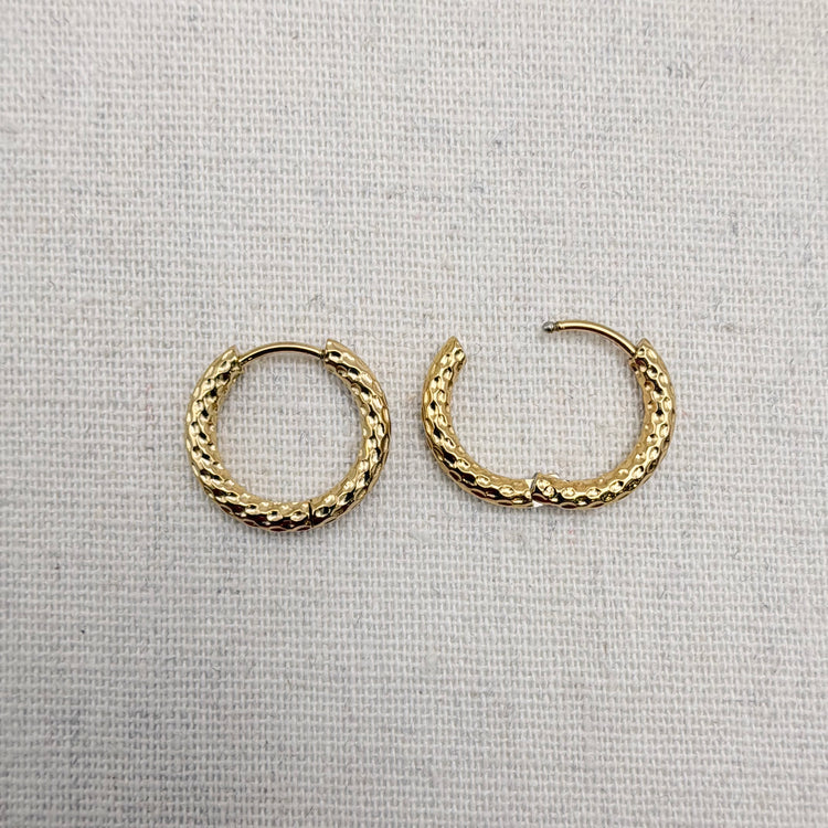 Everyday Dimple Huggies – Hoop Earrings – Little Nell Jewellery