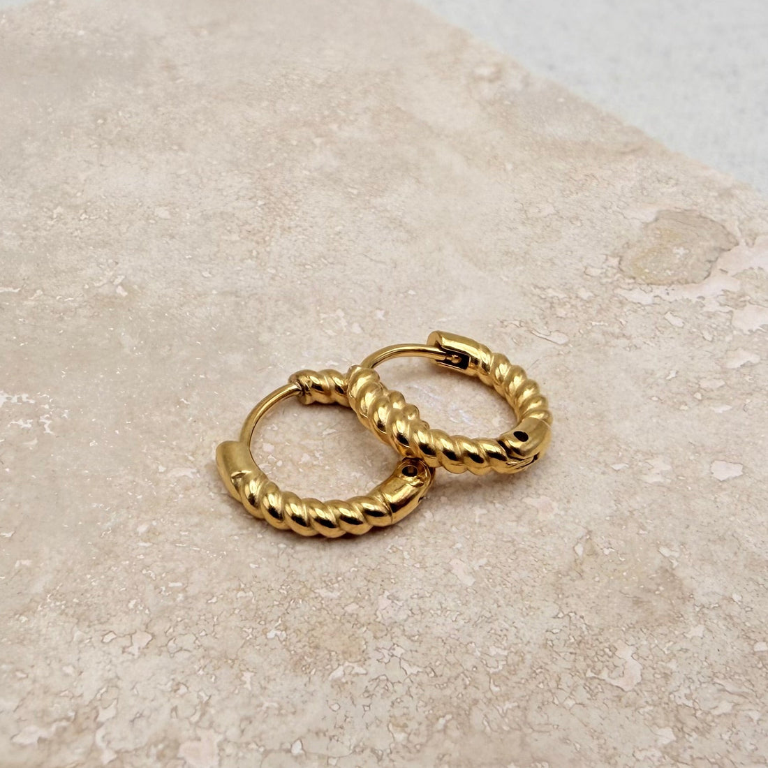 Everyday Gold Rope Huggies – Hoop Earrings – Little Nell Jewellery