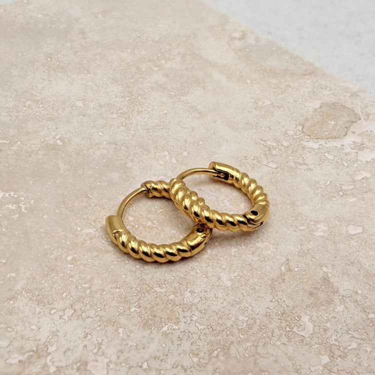 Everyday Gold Rope Huggies – Hoop Earrings – Little Nell Jewellery