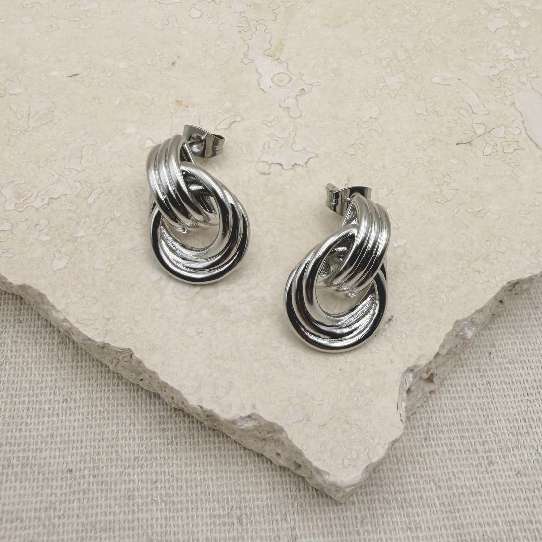 Everyday Silver Double Circle Studs – Statement Earrings – Little Nell Jewellery