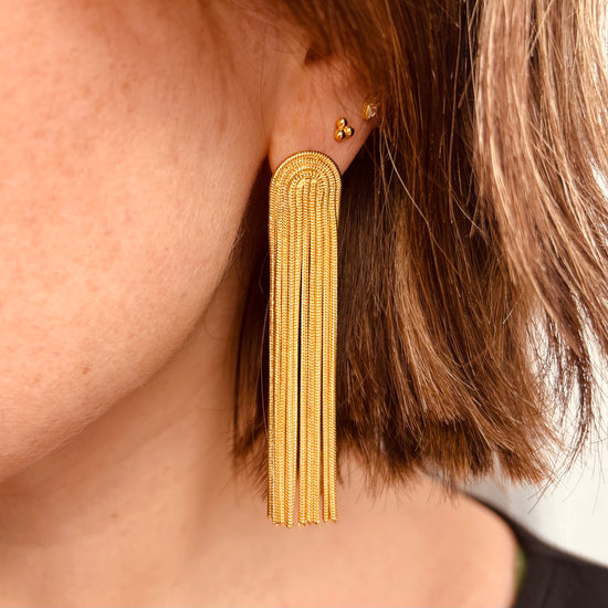 Gold chain tassel hotsell earrings