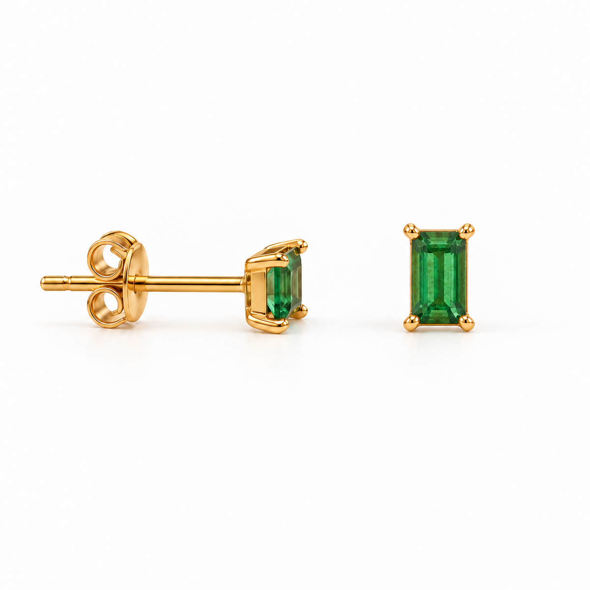 Oblong Emerald Studs in gold vermeil – Little Nell Jewellery