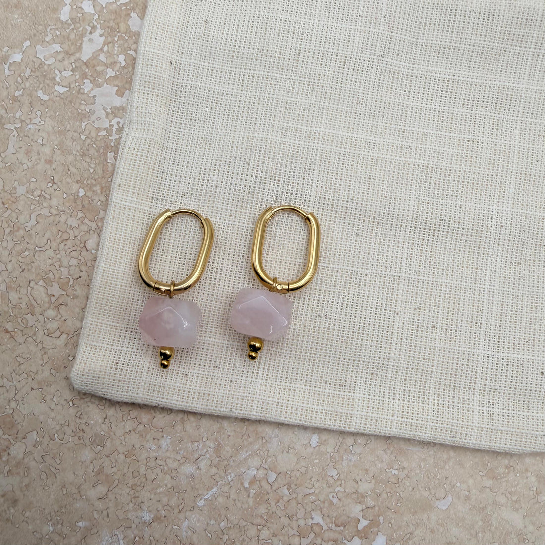 Everyday Rose Quartz Gift Set – Hoop Earrings – Little Nell Jewellery