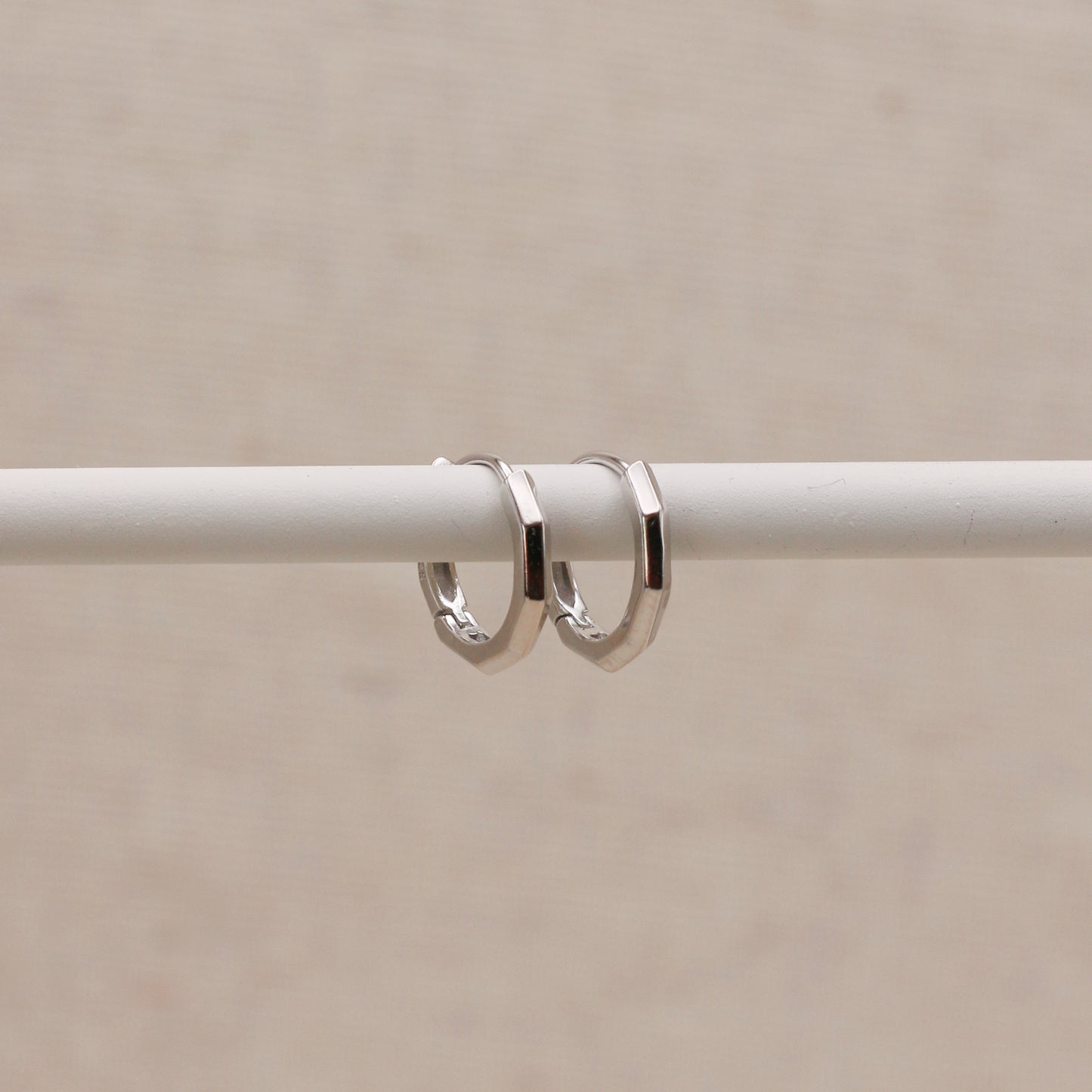 Silver Bevelled Huggie Hoops