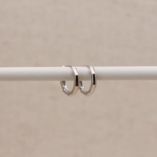 Silver Bevelled Huggie Hoops