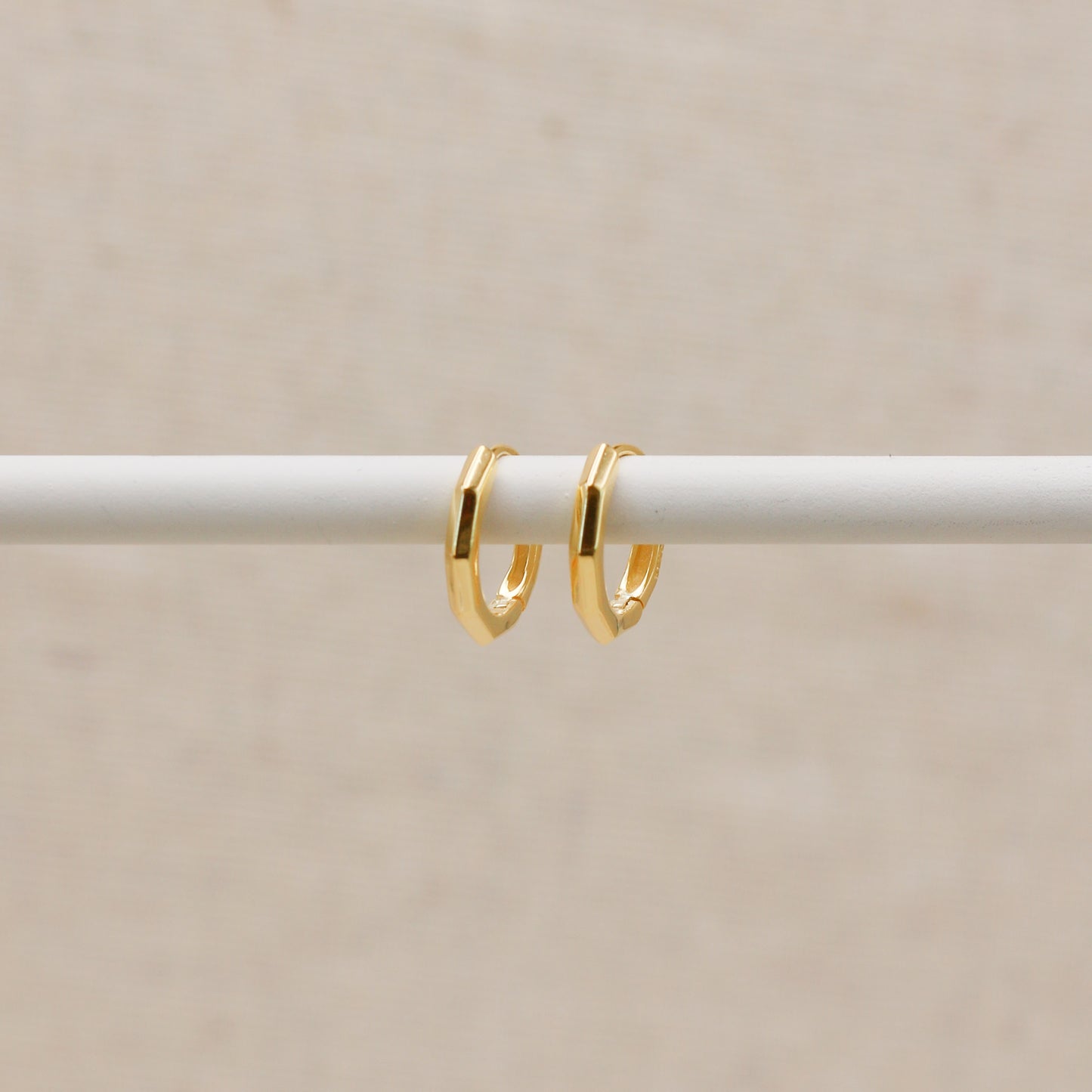 Gold Bevelled Huggie Hoops