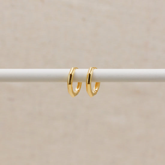 Gold Bevelled Huggie Hoops