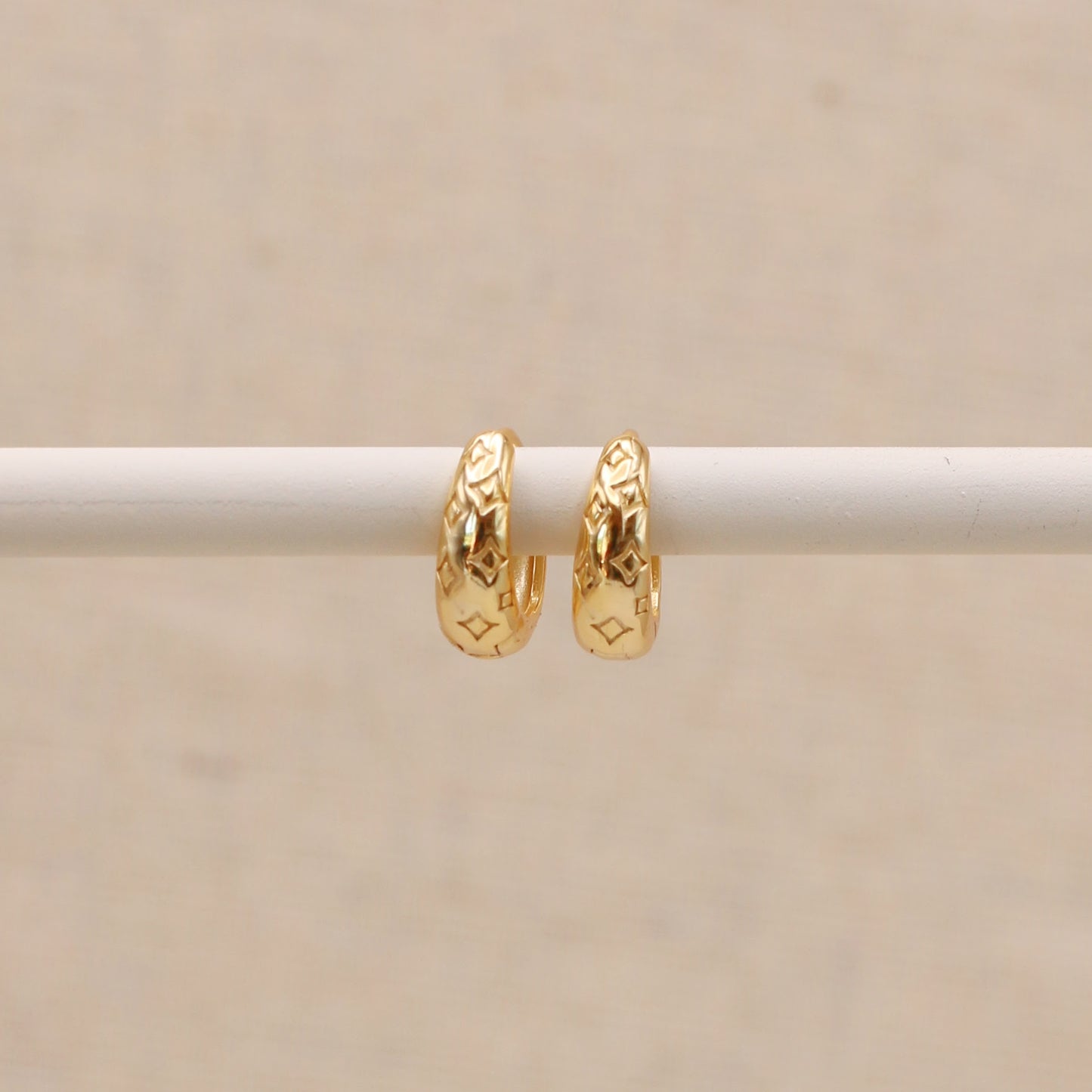 Gold Diamond Print Hoops