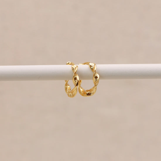 Twisted Gold Huggie Hoops