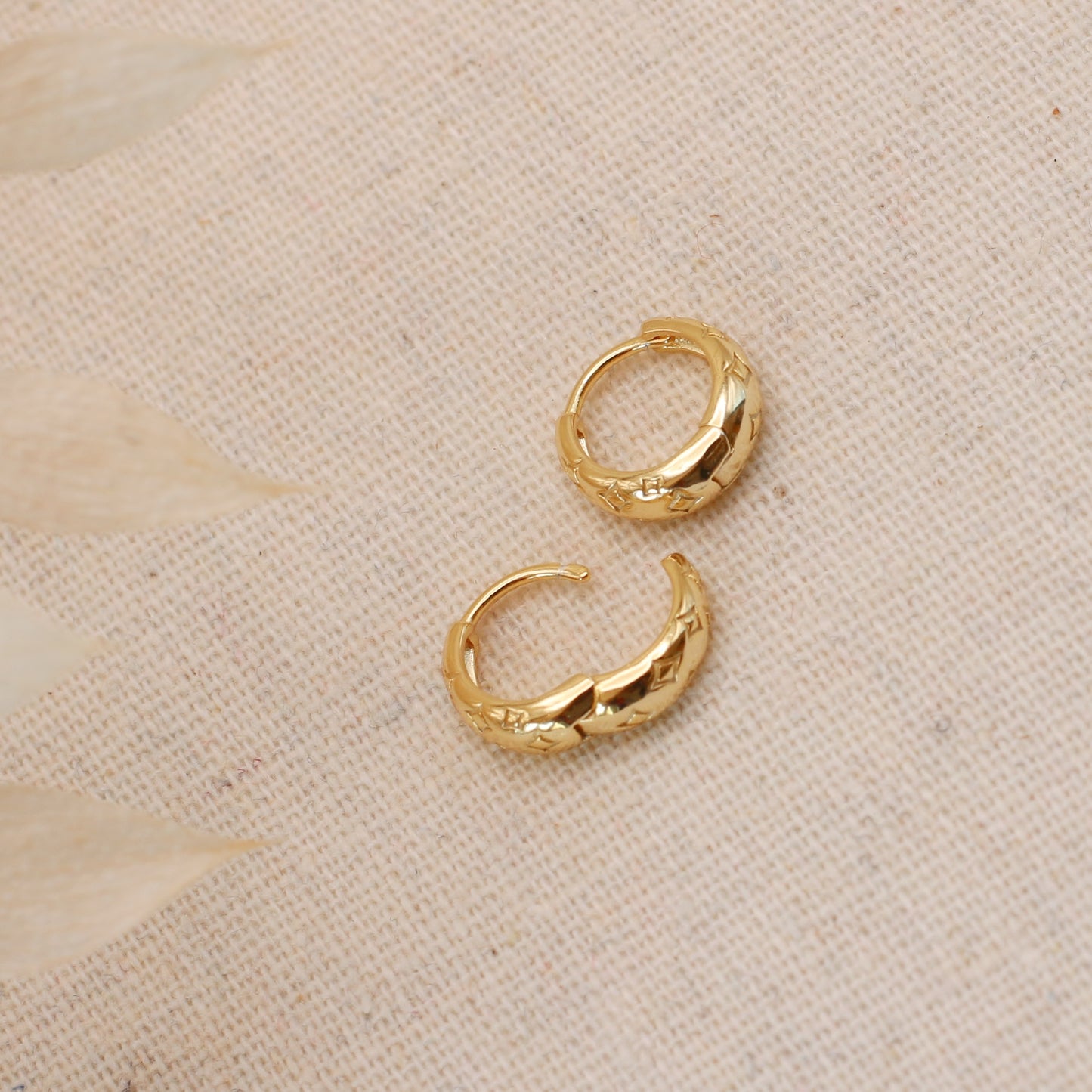 Load image into Gallery viewer, Gold Diamond Print Hoops
