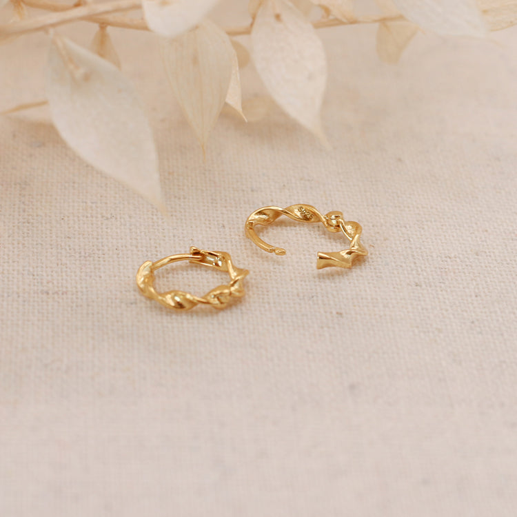 Twisted Gold Huggie Hoops – Demi Fine Hoop Earrings – Little Nell Jewellery
