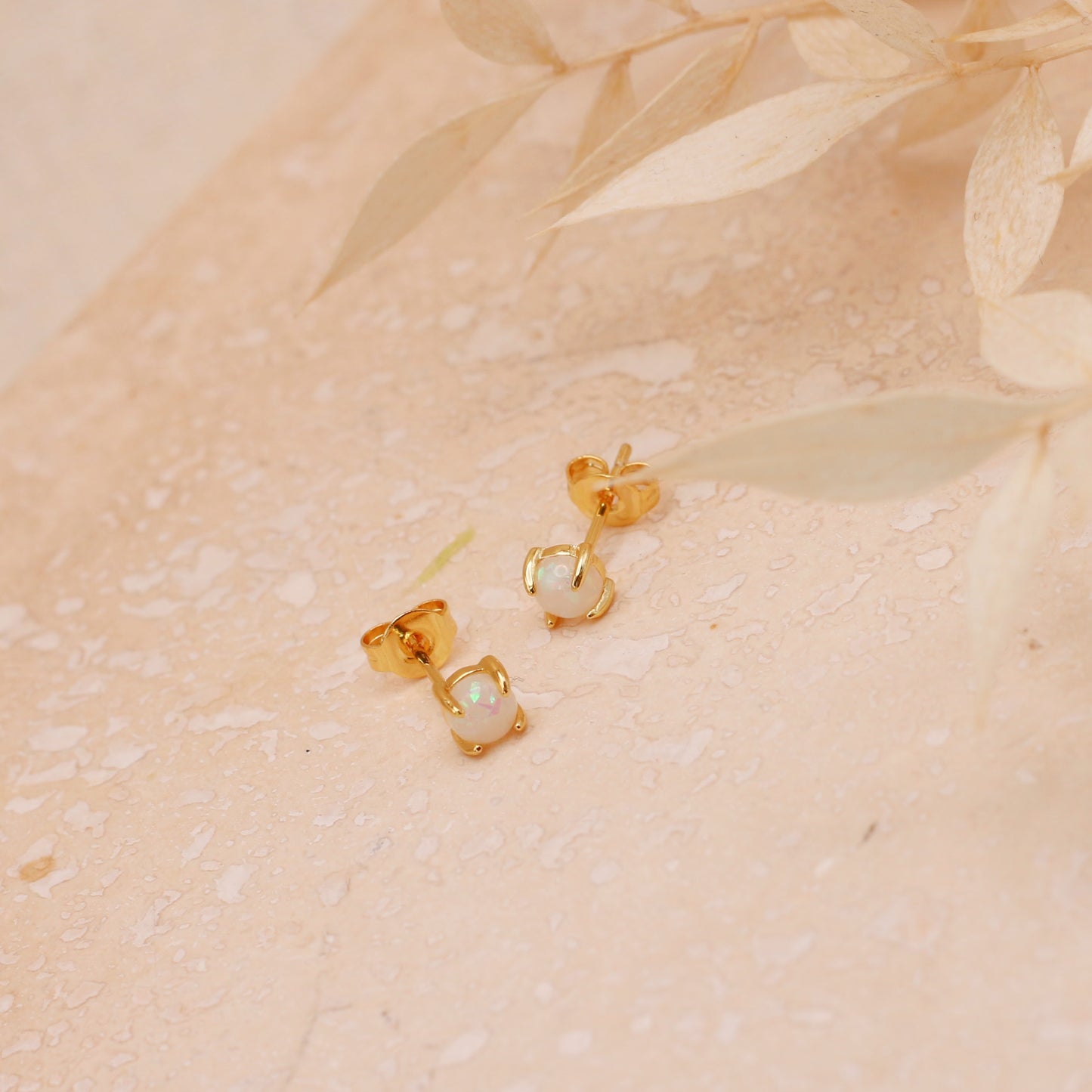 Gold Opal Studs