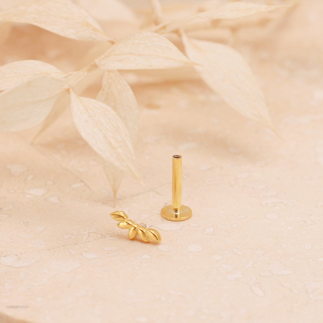 Gold Petal Curve Labret Stud – Stud Earrings – Little Nell Jewellery