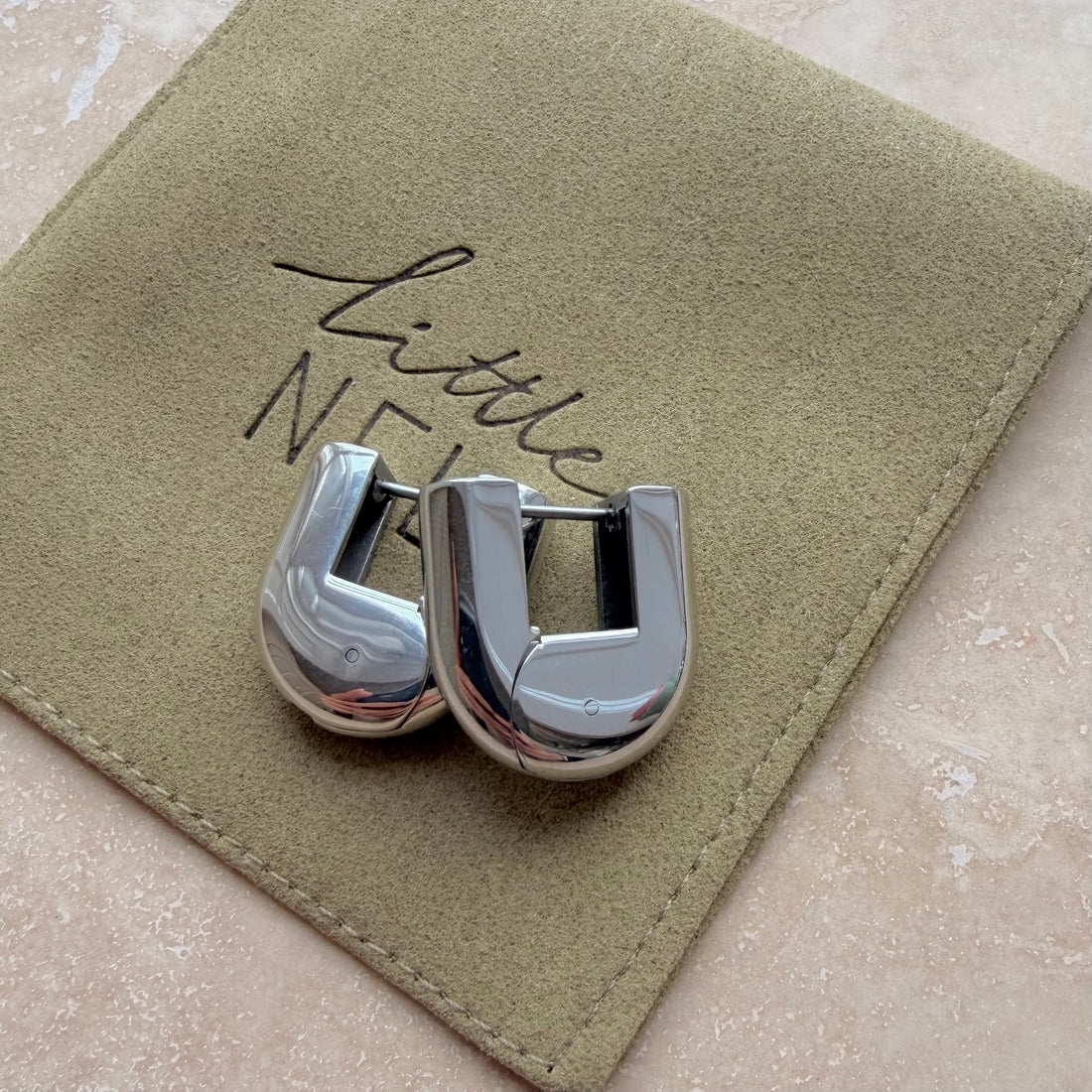 Everyday Silver Lock Hoops – Statement Earrings – Little Nell Jewellery