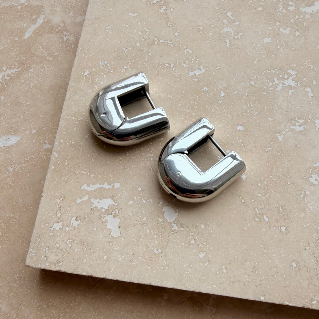 Everyday Silver Lock Hoops – Statement Earrings – Little Nell Jewellery