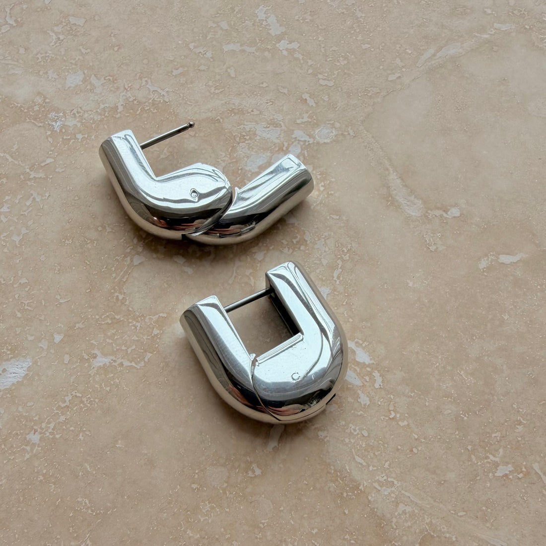 Everyday Silver Lock Hoops – Statement Earrings – Little Nell Jewellery