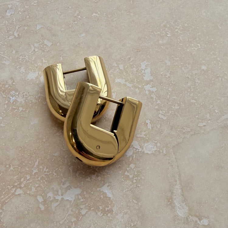 Everyday Gold Lock Hoops – Statement Earrings – Little Nell Jewellery