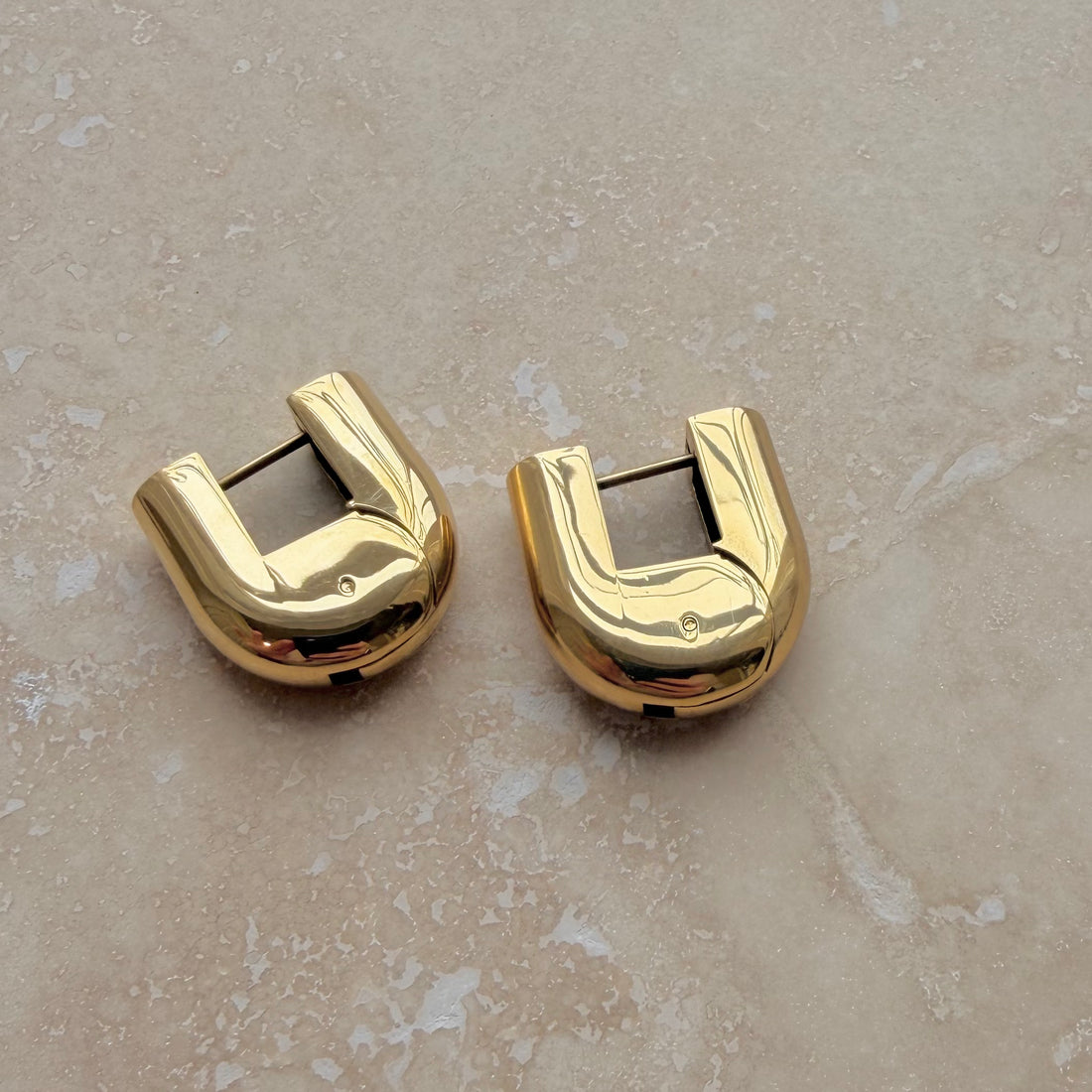 Everyday Gold Lock Hoops – Statement Earrings – Little Nell Jewellery