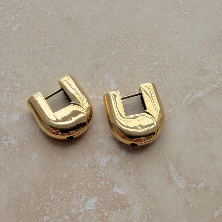 Everyday Gold Lock Hoops – Statement Earrings – Little Nell Jewellery