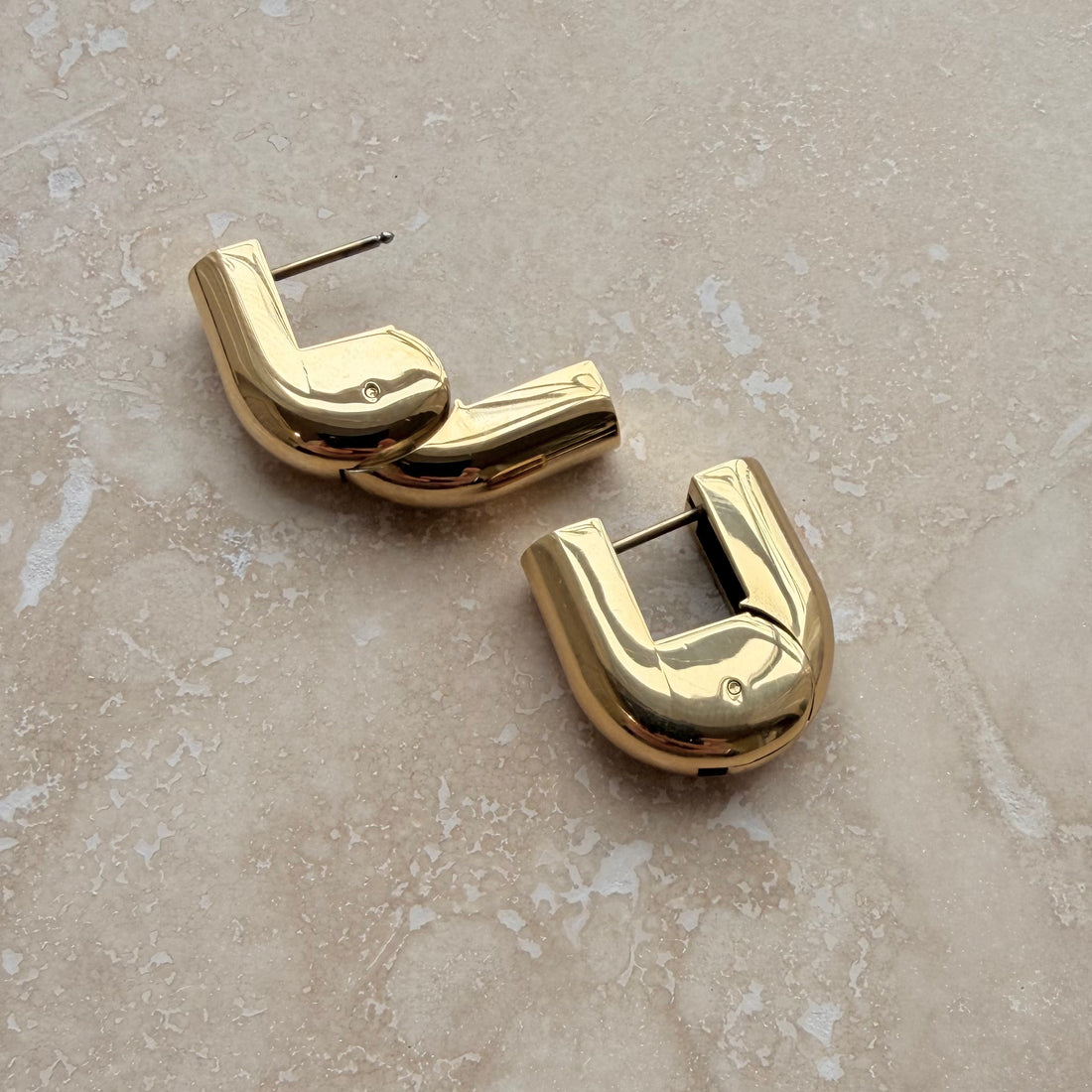 Everyday Gold Lock Hoops – Statement Earrings – Little Nell Jewellery