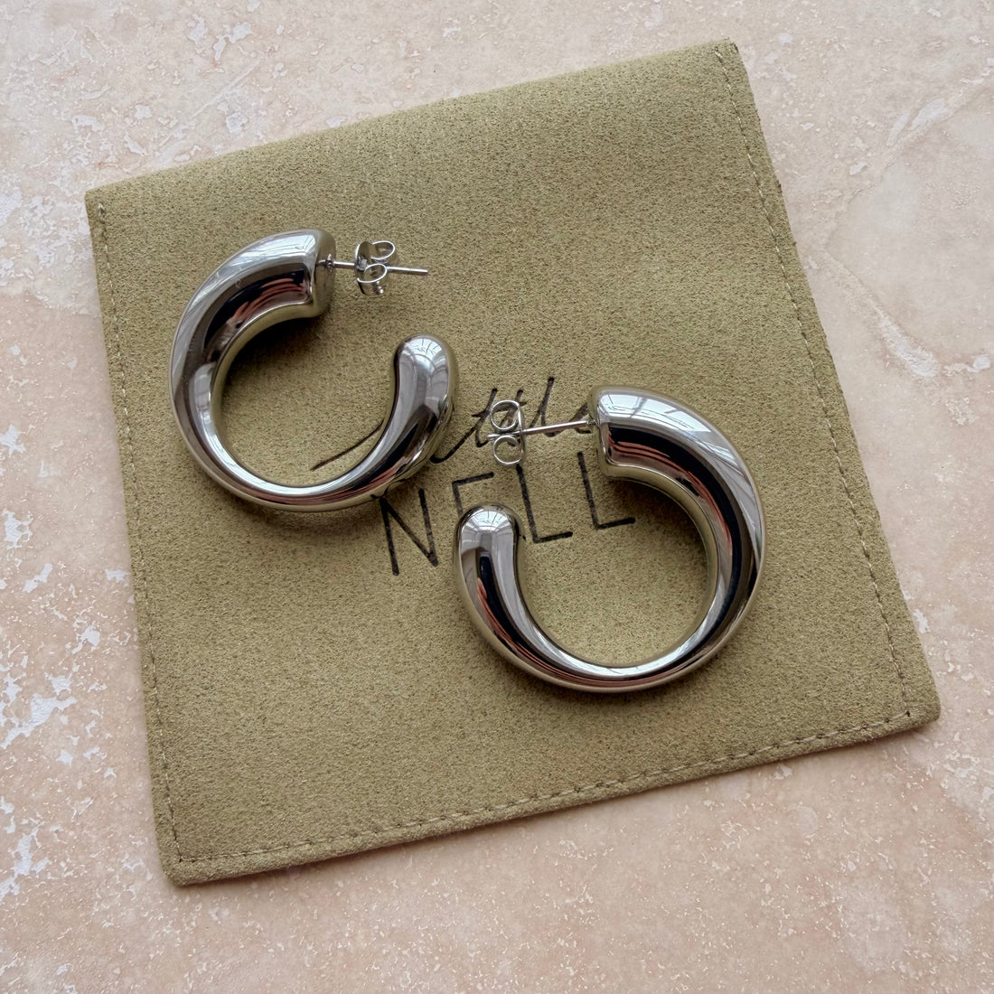 Everyday Silver Curl Hoops – Statement Earrings – Little Nell Jewellery