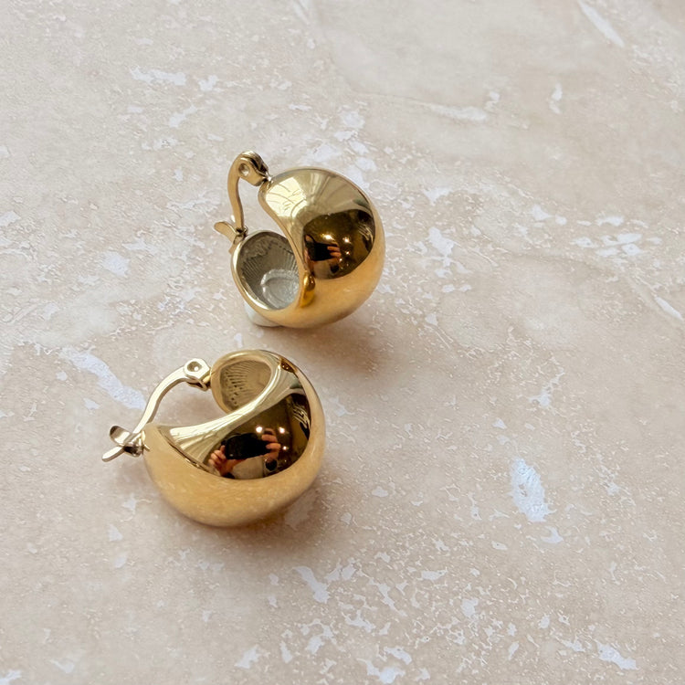 Everyday Gold Sphere Hoops – Statement Earrings – Little Nell Jewellery