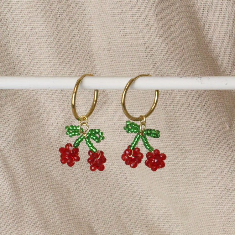 Cherry Hoops – Hoop Earrings – Little Nell Jewellery