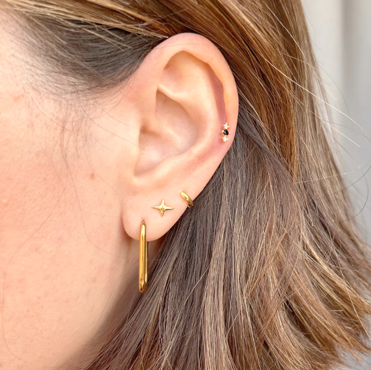 Gold Noir Trio Labret – Stud Earrings – Little Nell Jewellery