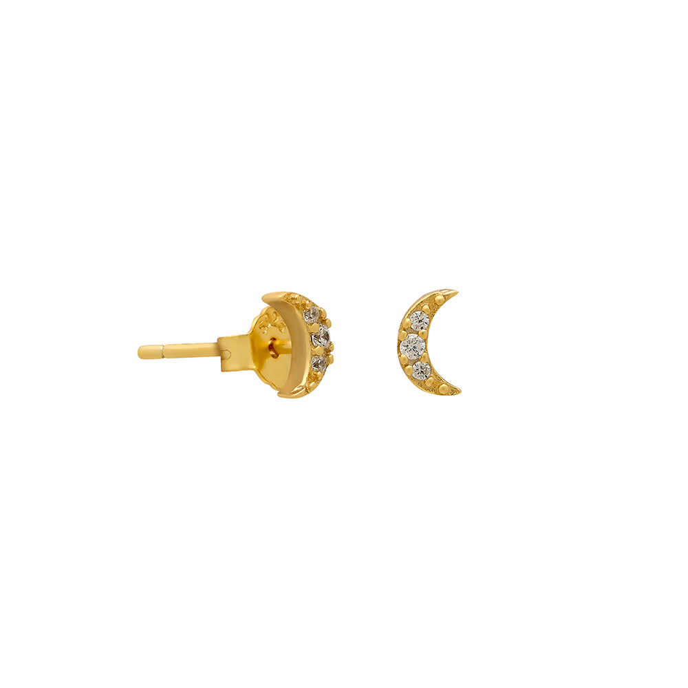 Gold or Silver Micro Moon Studs – Stud Earrings – Little Nell Jewellery