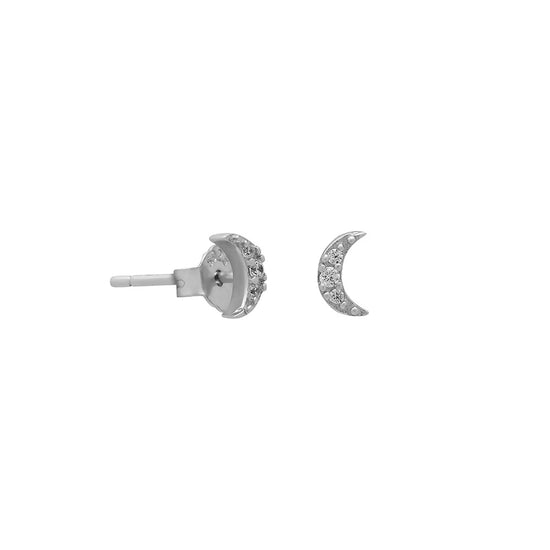 Gold or Silver Micro Moon Studs
