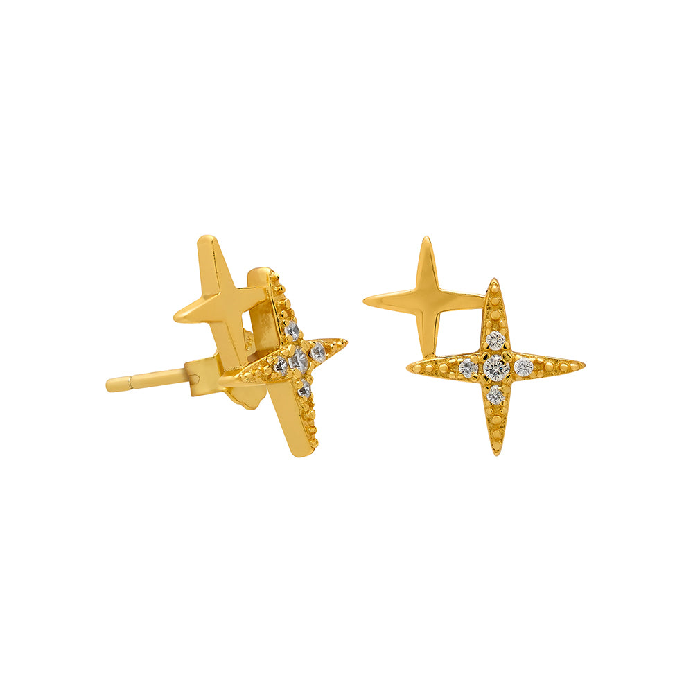 Gold or Silver Double Star Studs