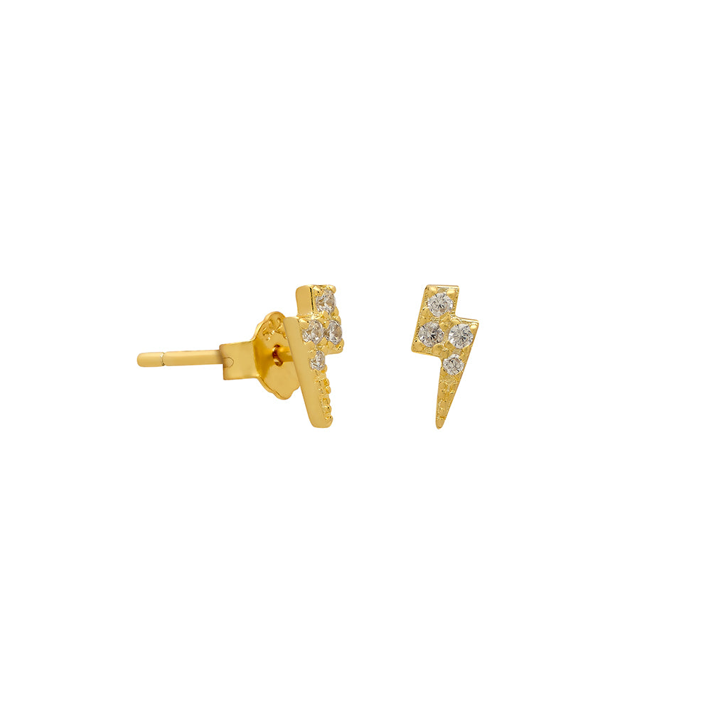 Micro Lightning Bolt Studs in gold vermeil – Little Nell Jewellery