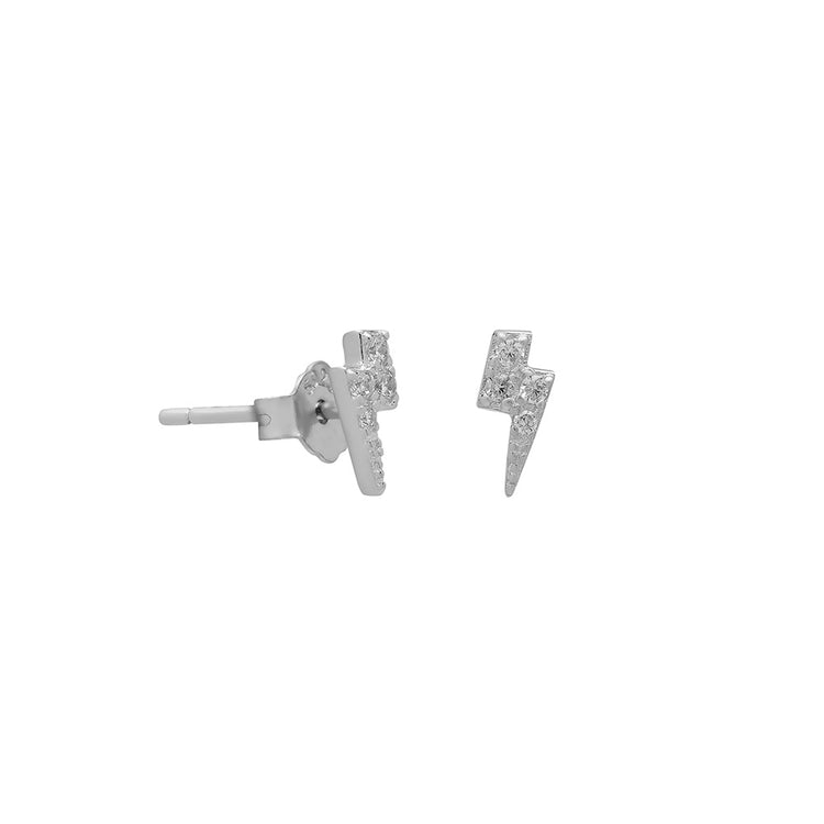 Micro Lightning Bolt Studs in sterling silver – Little Nell Jewellery