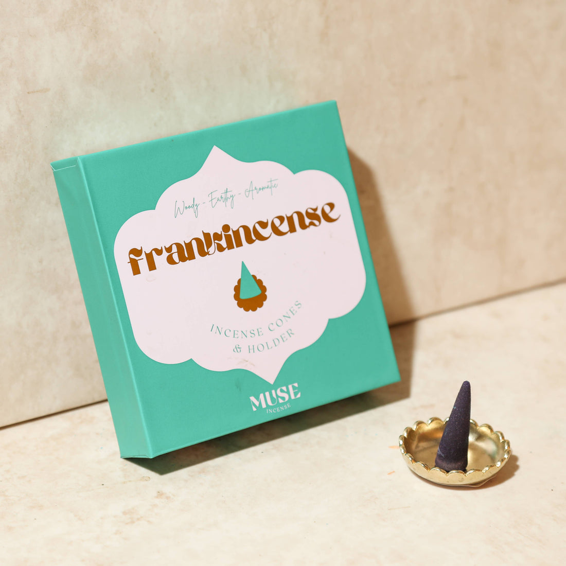 Frankincense incense cones gift set with brass dish