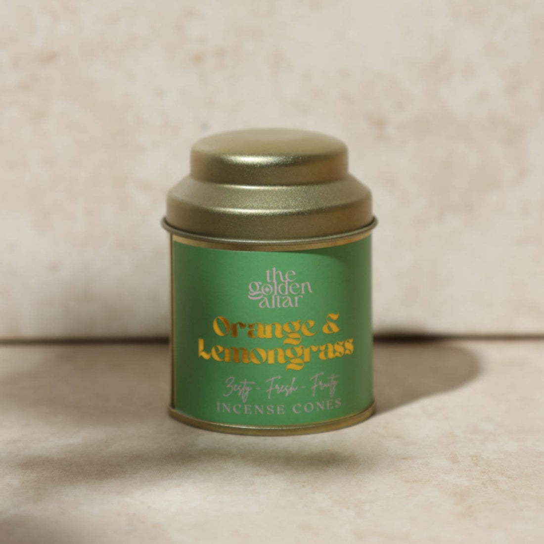 Orange & Lemongrass incense cones tin