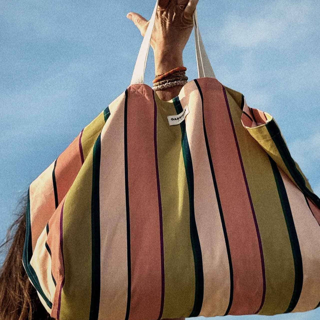 Cotton Beach Bag - Sand Stripe – Gift – Little Nell