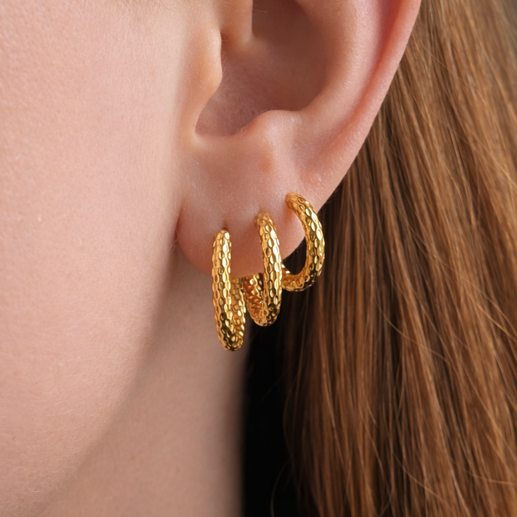 Everyday Dimple Huggies – Hoop Earrings – Little Nell Jewellery