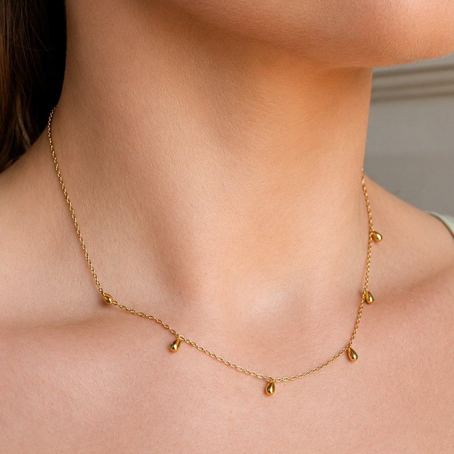 Everyday Gold Mini Droplet Necklace – Necklace – Little Nell Jewellery