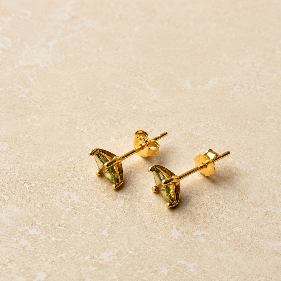 Gold Olive Marquise Studs – Stud Earrings – Little Nell Jewellery