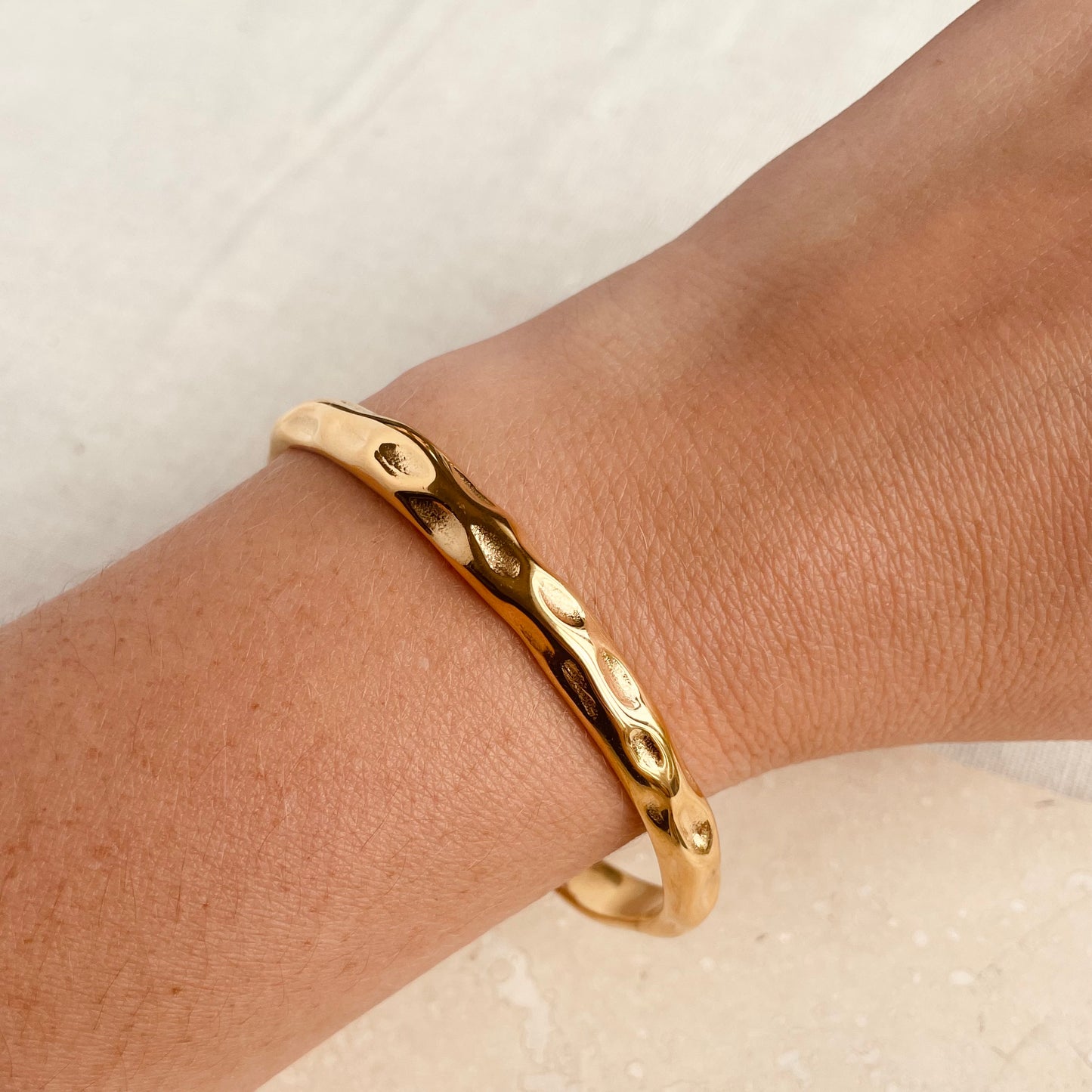 Everyday Gold Hammered Bangle  my