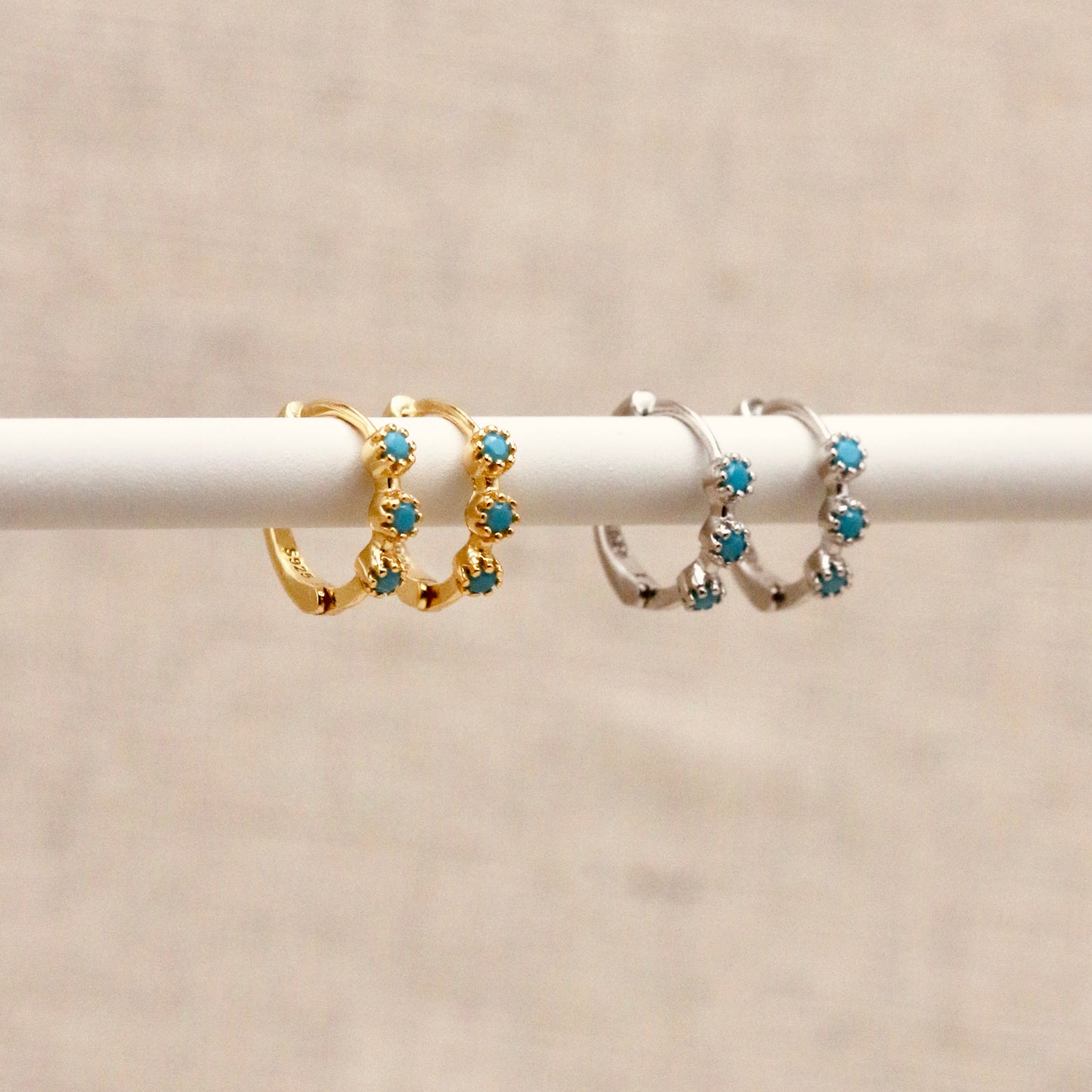 Mini Turquoise Hoops Little Nell Jewellery