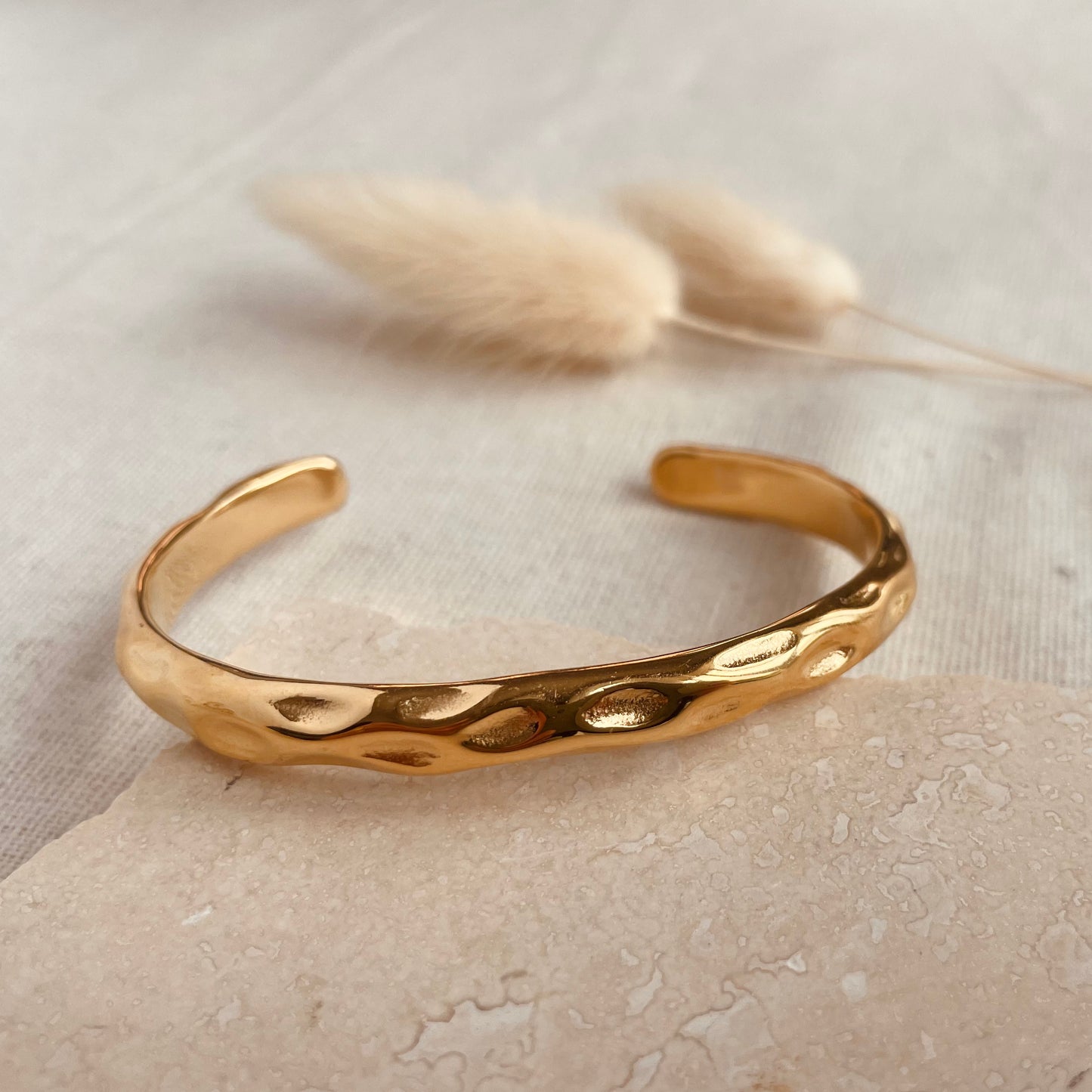 Everyday Gold Hammered Bangle  my