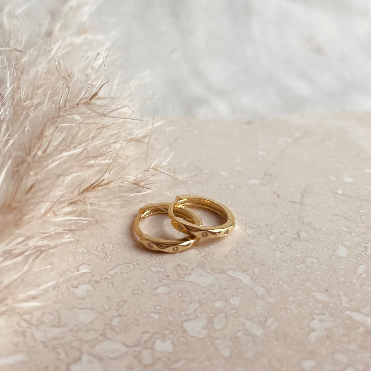 Ellms Rose Gold Huggie Hoops In Black Granite