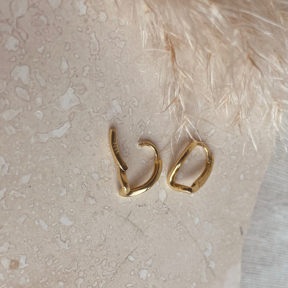 Gold Abstract Wave Hoops – Demi Fine Hoop Earrings – Little Nell Jewellery