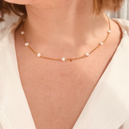 Everyday Gold Pearl Chain Necklace
