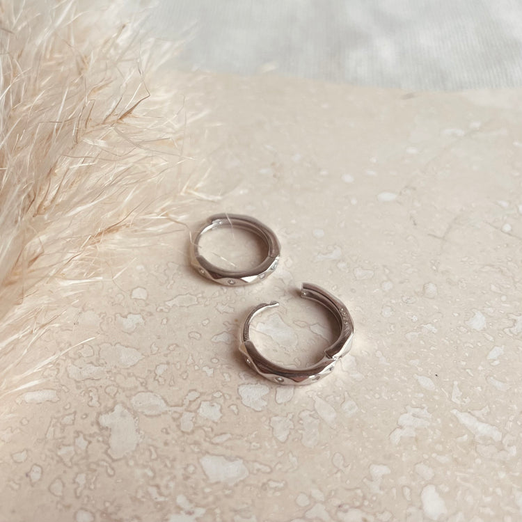 Silver Marquise Huggie Hoops – Demi Fine Hoop Earrings – Little Nell Jewellery