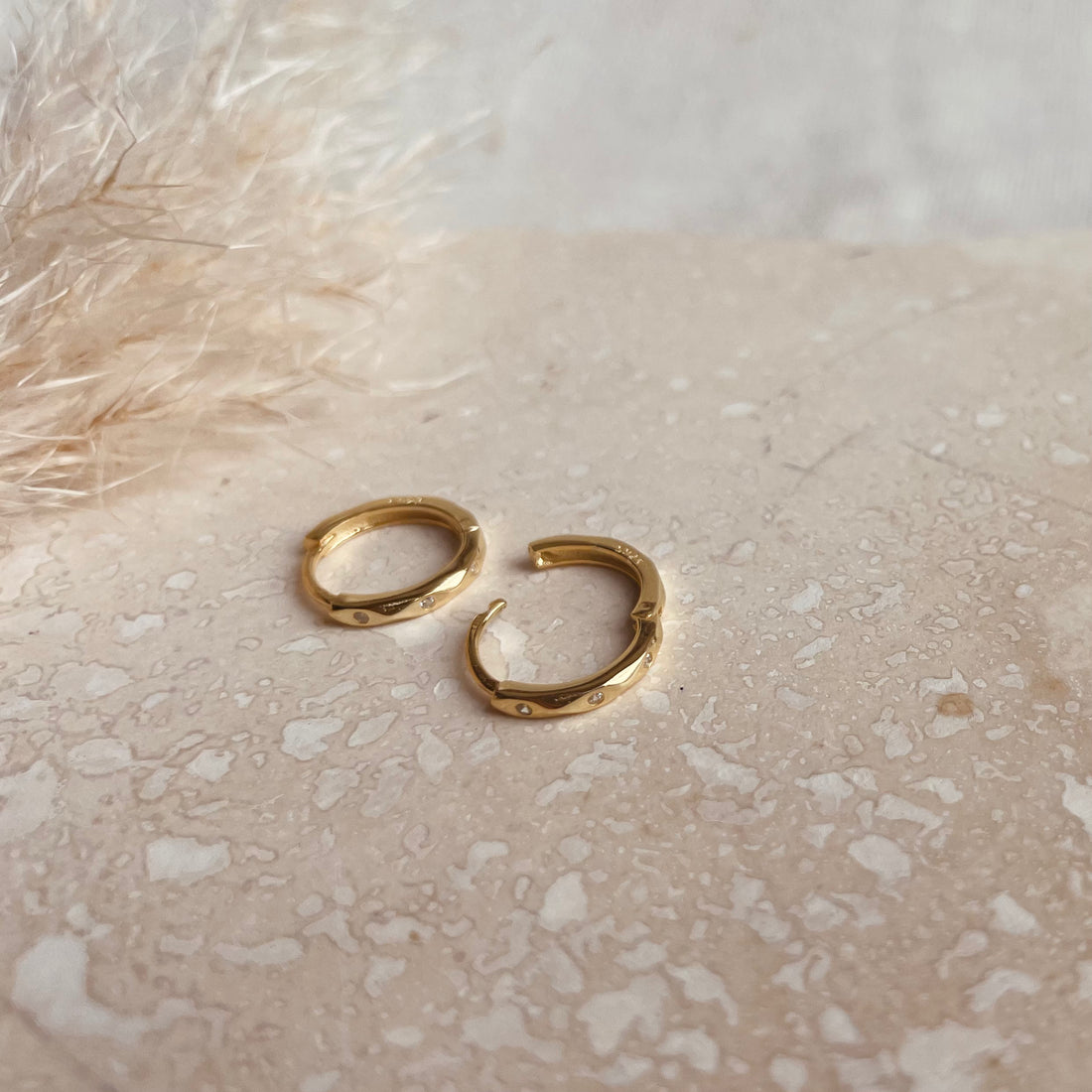 Gold Marquise Huggie Hoops – Demi Fine Hoop Earrings – Little Nell Jewellery