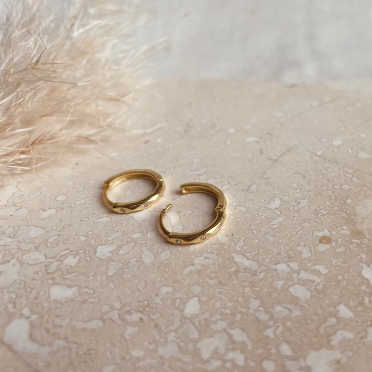 Gold Marquise Huggie Hoops – Demi Fine Hoop Earrings – Little Nell Jewellery