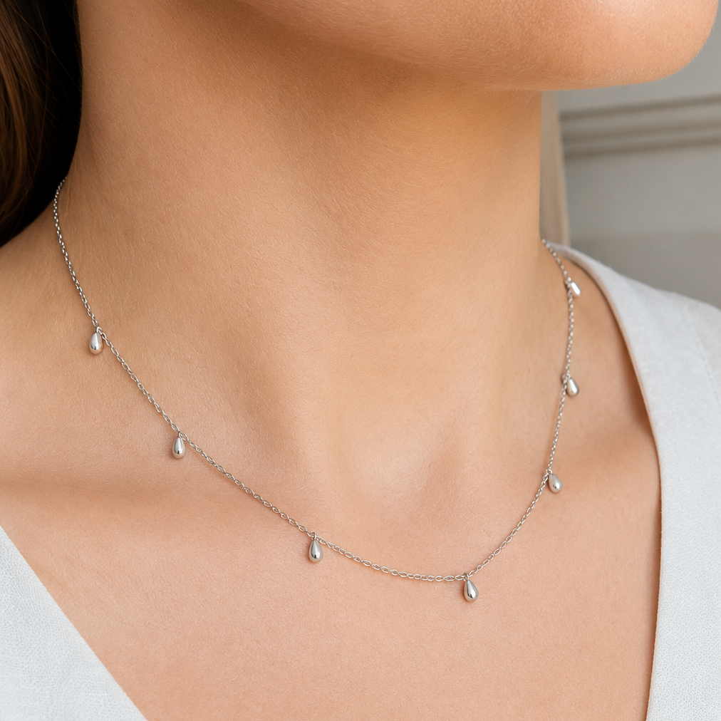 Everyday Silver Mini Droplet Necklace – Necklace – Little Nell Jewellery